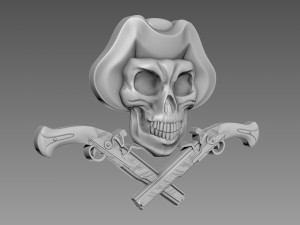 Scull Bas-Relief Modello 3D