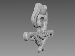 Scull Bas-Relief Modello 3D