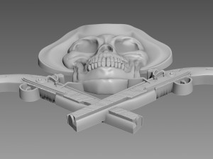 Scull Bas-Relief Modello 3D