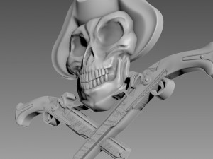 Scull Bas-Relief Modello 3D