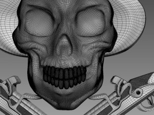 Scull Bas-Relief Modello 3D
