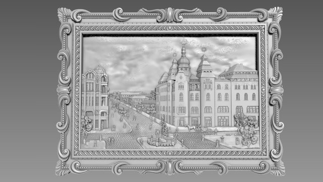 Grand Hotel Ukraine Dnipro 1914 Bas-relief 3D 모델 .c4d .max .obj .3ds .fbx .stl .blend 