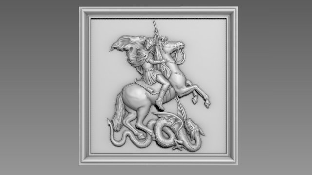 St George the Victorious bas-relief for CNC 3D Модель .c4d .max .obj .3ds .fbx .stl .blend 