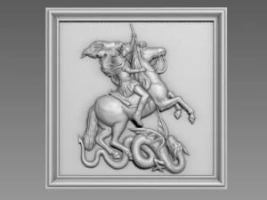 Płaskorzeźba św. Jerzego Zwycięskiego dla CNC Model 3D