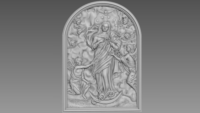 The Virgin Mary Bas-relief 3D Model .c4d .max .obj .3ds .fbx .stl .blend 