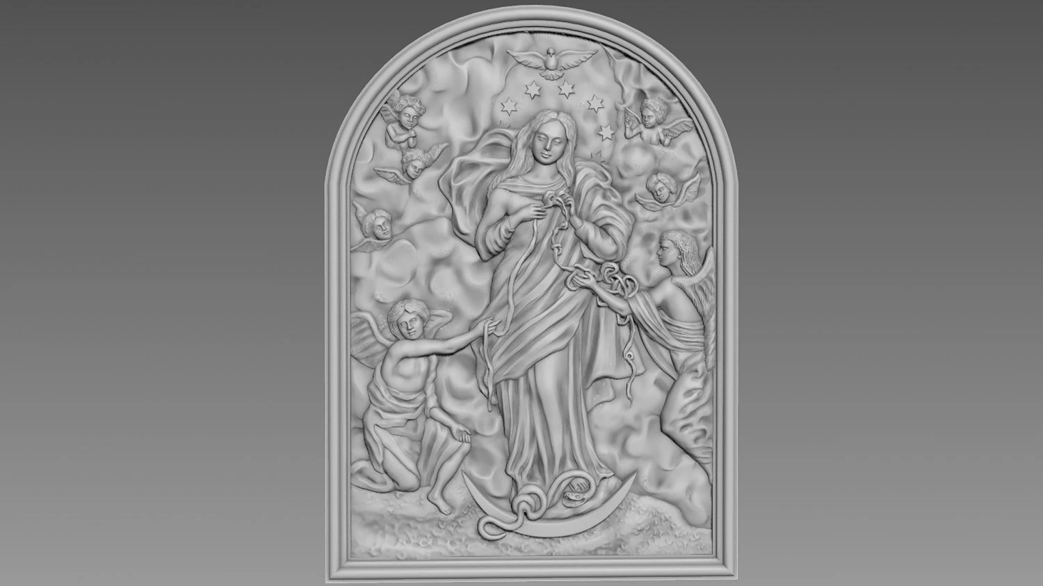 The Virgin Mary Bas-relief 3D Model .c4d .max .obj .3ds .fbx .stl .blend