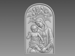 Virgin Mery and Child Bas-relief 3D-Modell