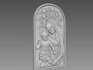 Virgin Mery and Child Bas-relief 3D Model