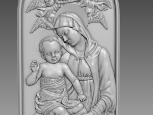 Virgin Mery and Child Bas-relief 3D Model
