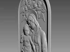 Virgin Mery and Child Bas-relief 3D Model