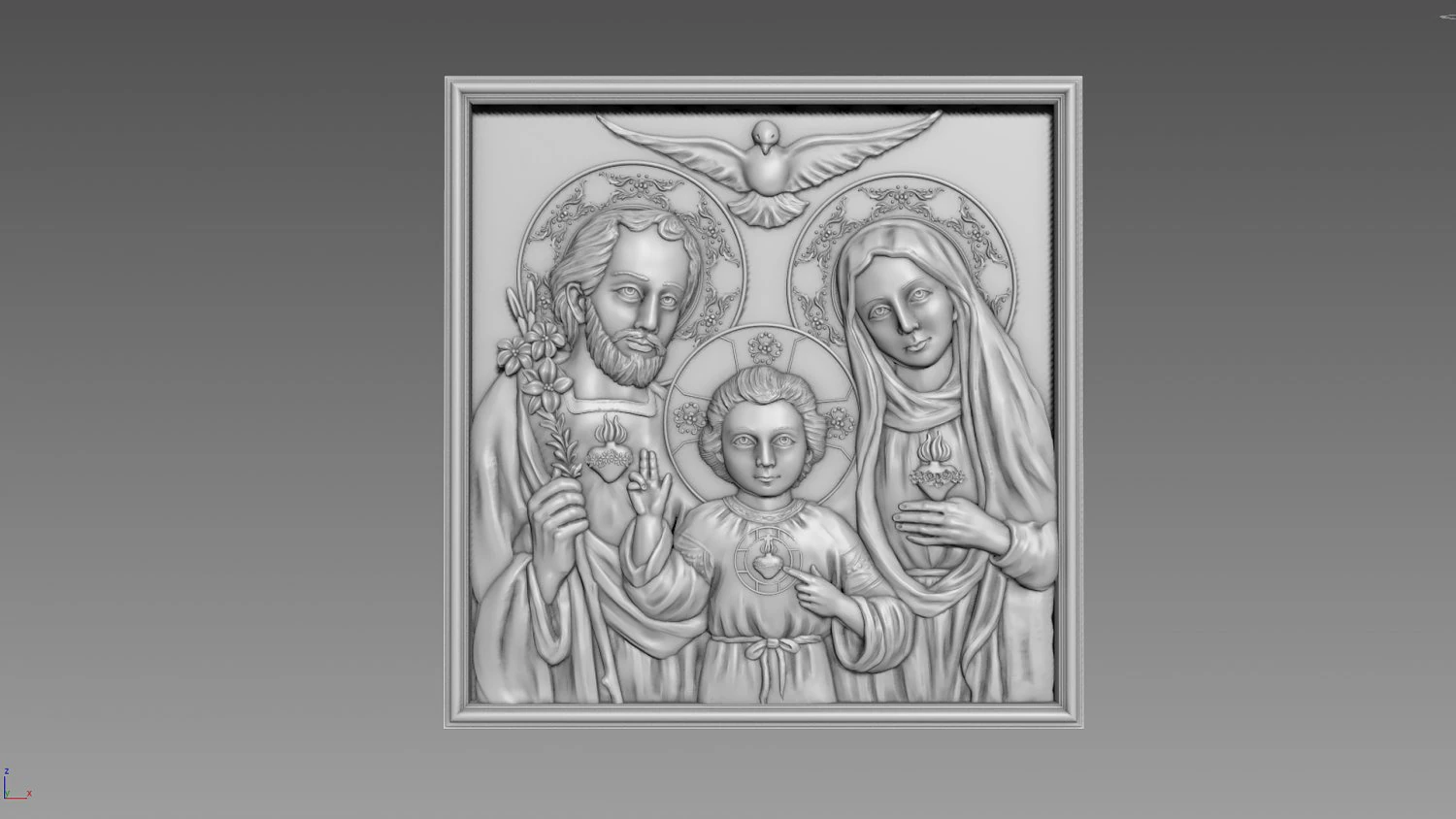 Bas-relief Holy Family 3D Model .c4d .max .obj .3ds .fbx .stl .blend 
