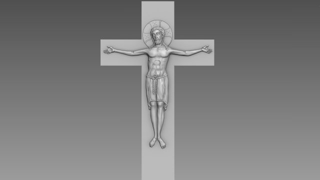 Jesus Crucifix Relief 3D Модель .c4d .max .obj .3ds .fbx .stl .blend 