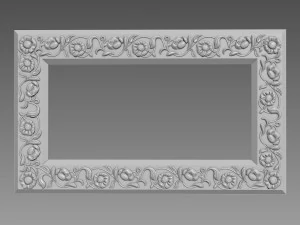 Bingkai Cermin Bunga Besar Model 3D