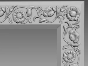 Mirror Frame Large Flower 3D Model