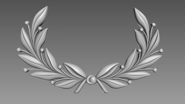 Olive branches emblem Bas-relief Model 3D .c4d .max .obj .3ds .fbx .stl .blend 