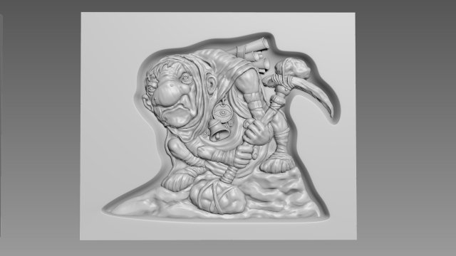 Cave gnome Bas-relief 3D 模型 .c4d .max .obj .3ds .fbx .stl .blend 