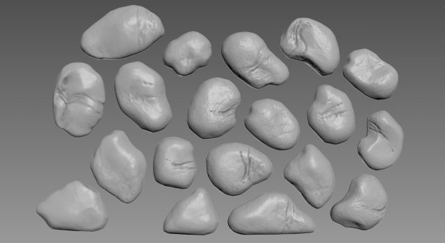 Pebbles Rock Relief 3D Модель .c4d .max .obj .3ds .fbx .stl .blend 