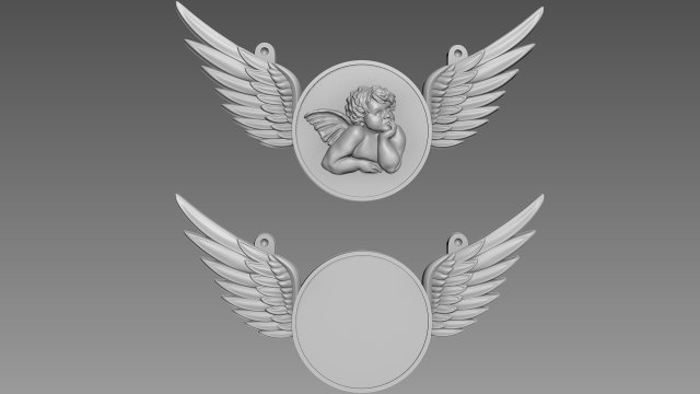 Medallion Angel 3D 模型 .c4d .max .obj .3ds .fbx .stl .blend 