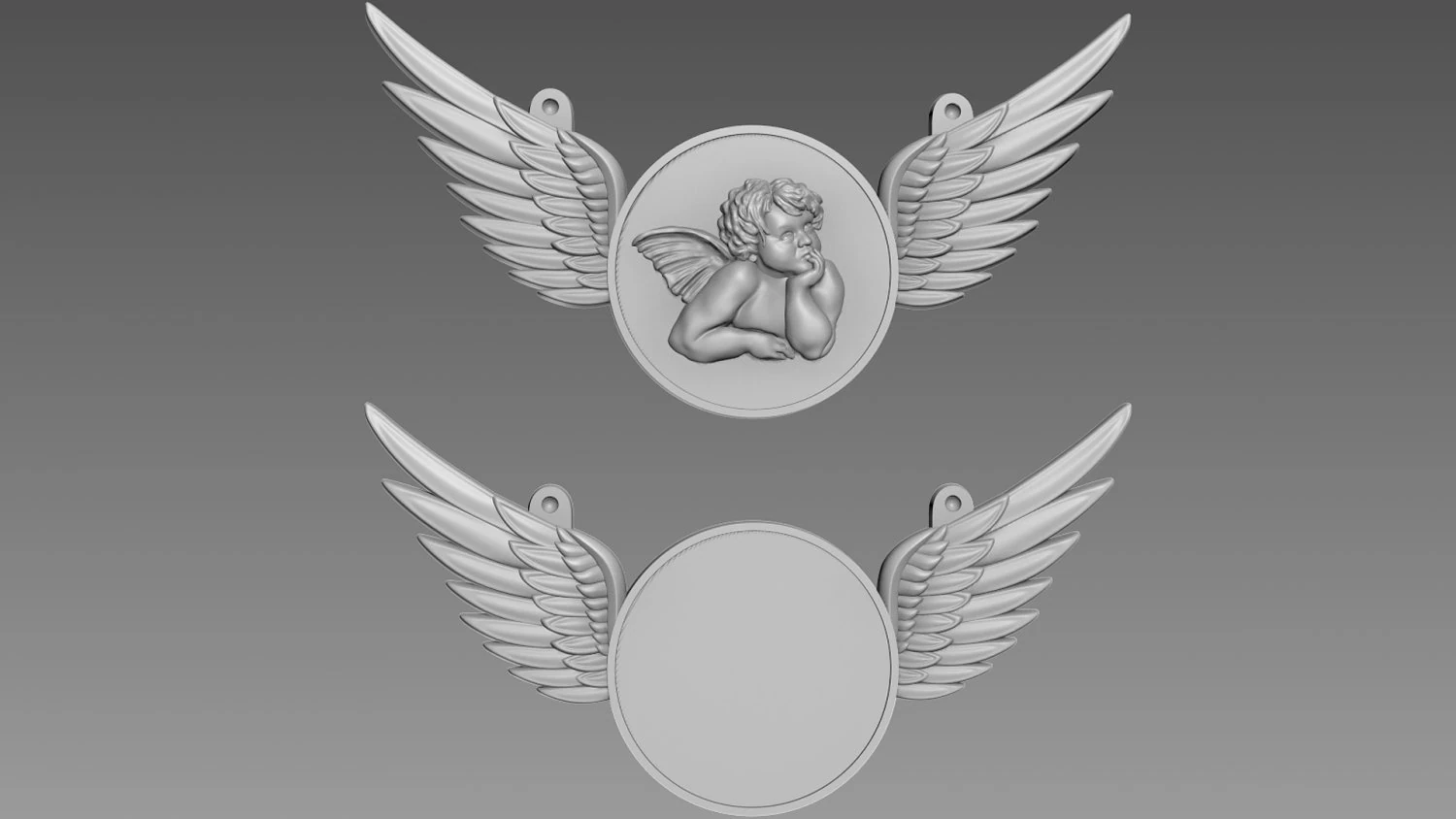 Medallion Angel 3D Model .c4d .max .obj .3ds .fbx .stl .blend 
