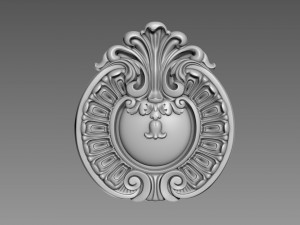 Oval ribbed rosette relief and mold 3D model 3D printable
