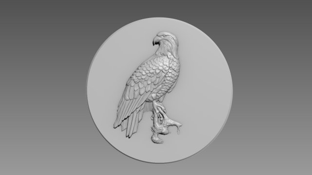 Eagle Bas-relief 3D Модель .c4d .max .obj .3ds .fbx .stl .blend