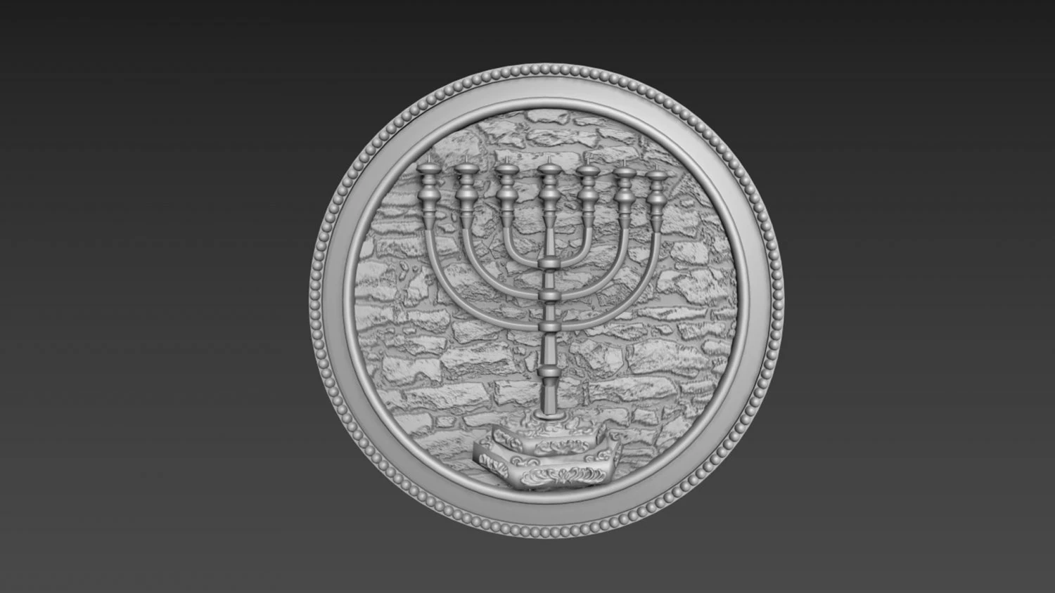 Menorah Bas-Relief 3D Model .c4d .max .obj .3ds .fbx .stl .blend 