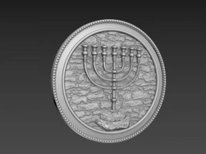 Menorah Bas-Relief 3D Model