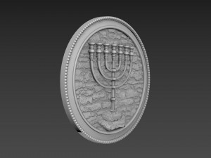 Menorah Bas-Relief 3D-Modell
