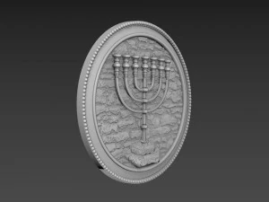 Menorah Bas-Relief 3D Model