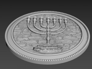 Menorah Bas-Relief 3D-Modell