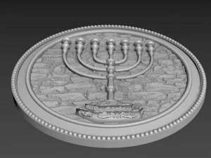 Menorah Bas-Relief 3D Model