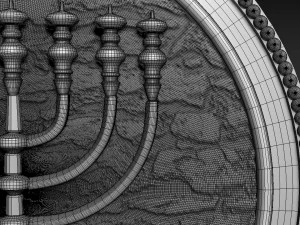 Menorah Bas-Relief 3D Model