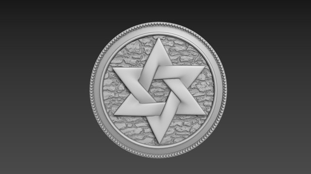 Star of David Bas-Relief 3D Модель .c4d .max .obj .3ds .fbx .stl .blend 