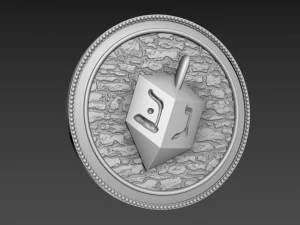 Hanukkah Bas-Relief 3D Model