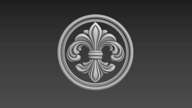 Fleur de Lis Bas-relief 3D-Modell .c4d .max .obj .3ds .fbx .stl .blend 