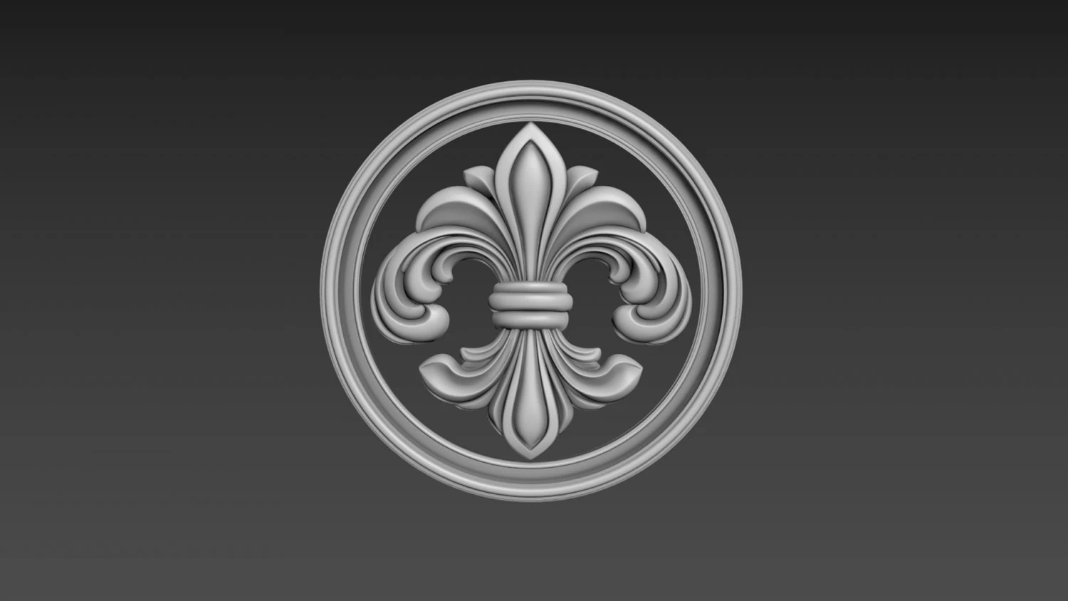 Fleur de Lis Bas-relief 3D Model .c4d .max .obj .3ds .fbx .stl .blend 
