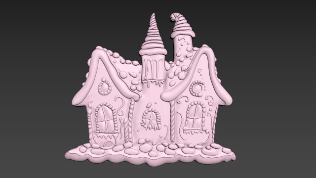 Gingerbread House Model Cetak 3D .c4d .max .obj .3ds .fbx .stl .blend 