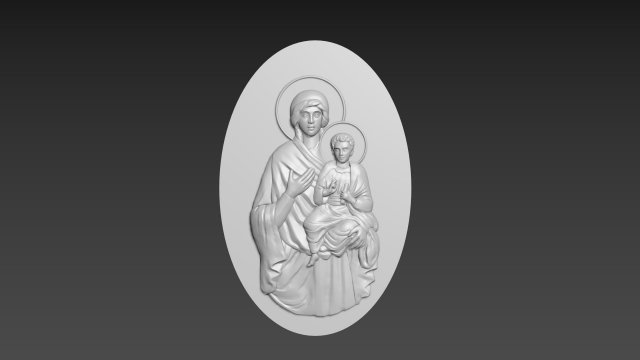 Virgin Mary with Jesus Bas Relief 3D मॉडल .c4d .max .obj .3ds .fbx .stl .blend 