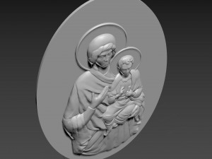 Virgin Mary with Jesus Bas Relief 3D मॉडल