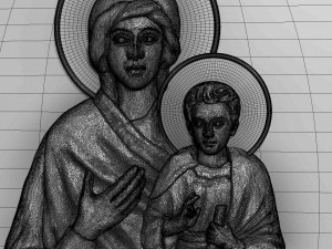 Virgin Mary with Jesus Bas Relief 3D मॉडल