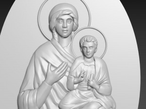 Virgin Mary with Jesus Bas Relief 3D मॉडल