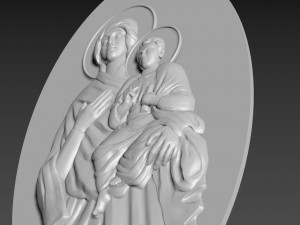 Virgin Mary with Jesus Bas Relief 3D मॉडल