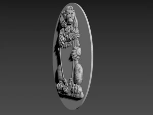 Лев Рельеф 3D Модель