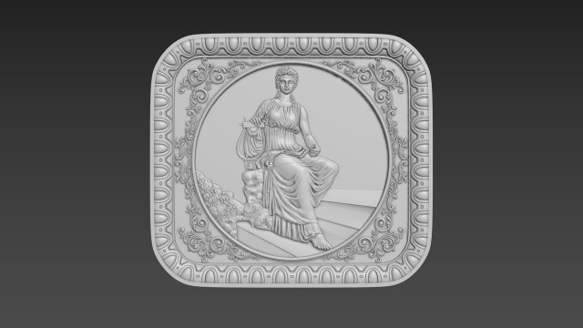 Bas-Relief Maiden with harp 3D Модель .c4d .max .obj .3ds .fbx .stl .blend 
