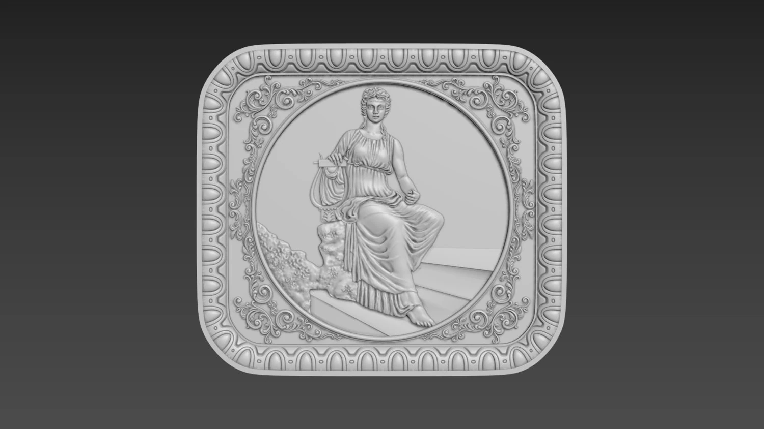 Bas-Relief Maiden with harp 3D Model .c4d .max .obj .3ds .fbx .stl .blend 