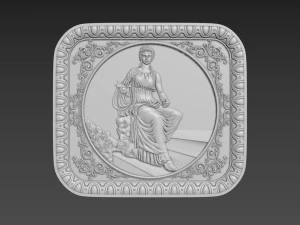 Bas-reliëf Maagd met harp 3D Model