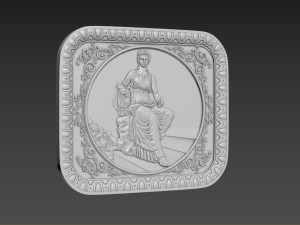Bas-Relief Maiden with harp 3D Модель