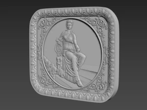 Bas-Relief Maiden with harp 3D Model