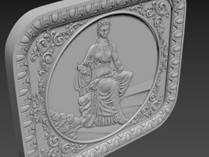 Bas-Relief Maiden with harp 3D Модель