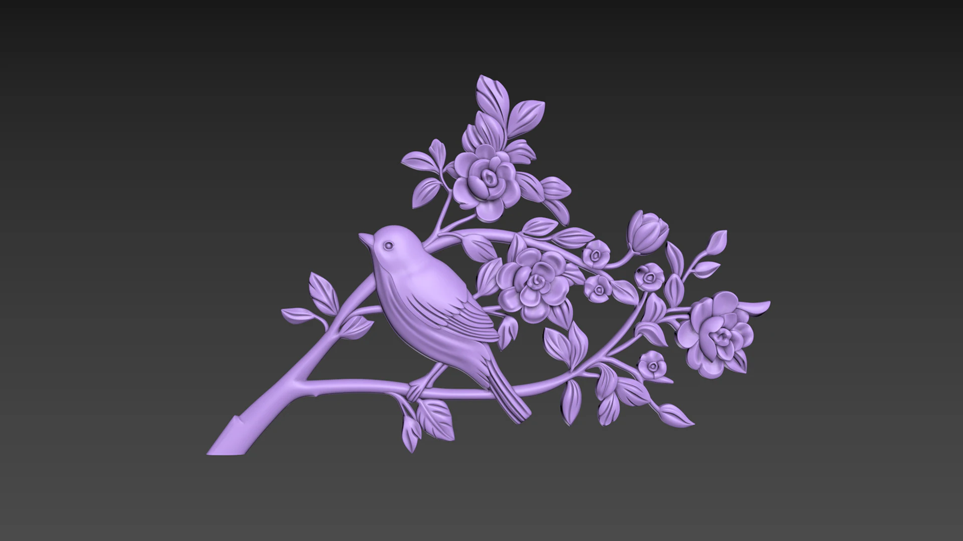 Bird Flowers Relief for CNC 3D Model .c4d .max .obj .3ds .fbx .stl .blend